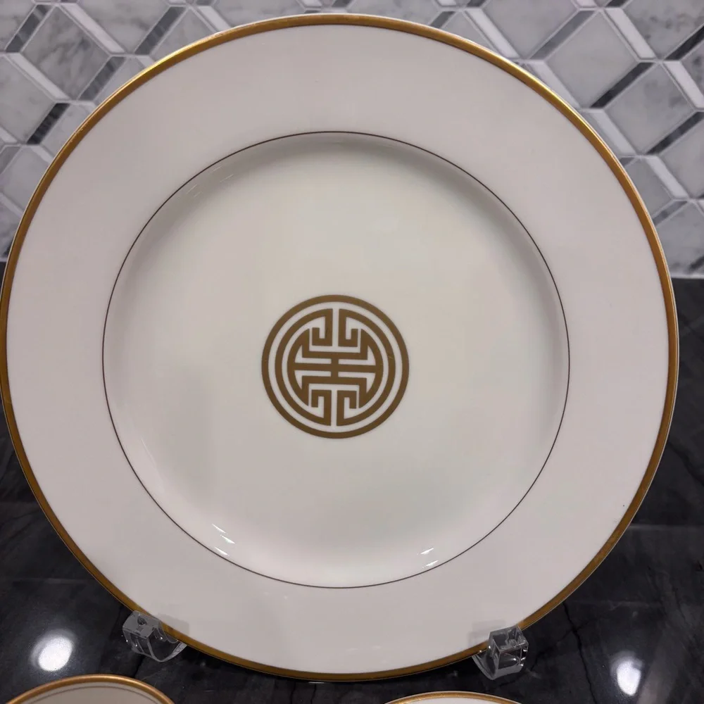 Fitz & Floyd vintage Gold Mandarin Crest dinner plate, cup, saucer set Japan